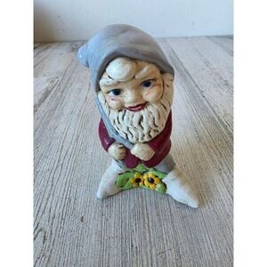 Vintage ceramic elf pixie Gardener statue figurine flowers plant Xmas tree decor
